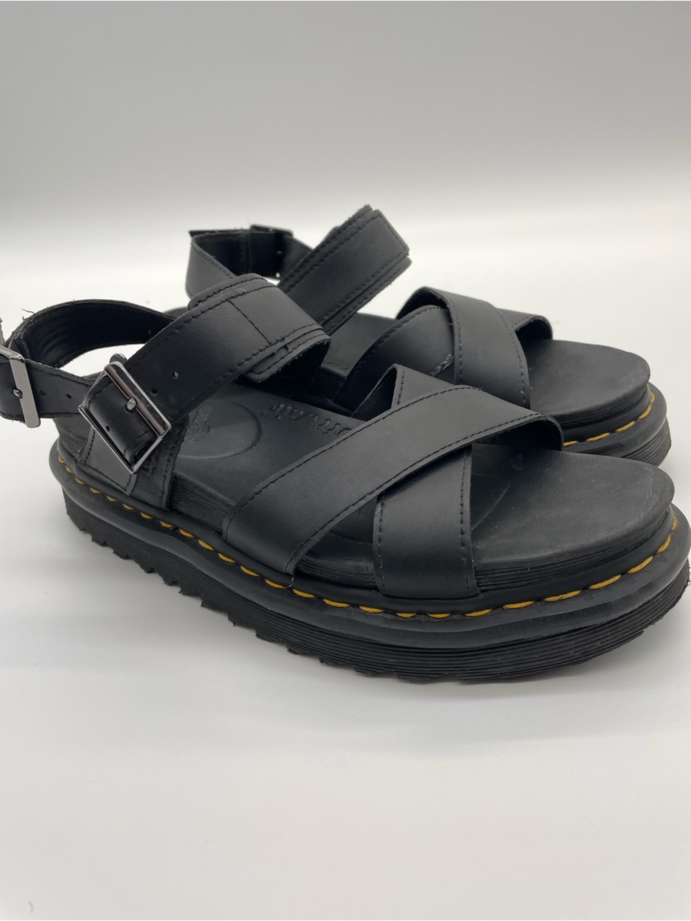 Dr. Martens Voss II Black Leather Platform Sandals Women’s US 8 EU 39